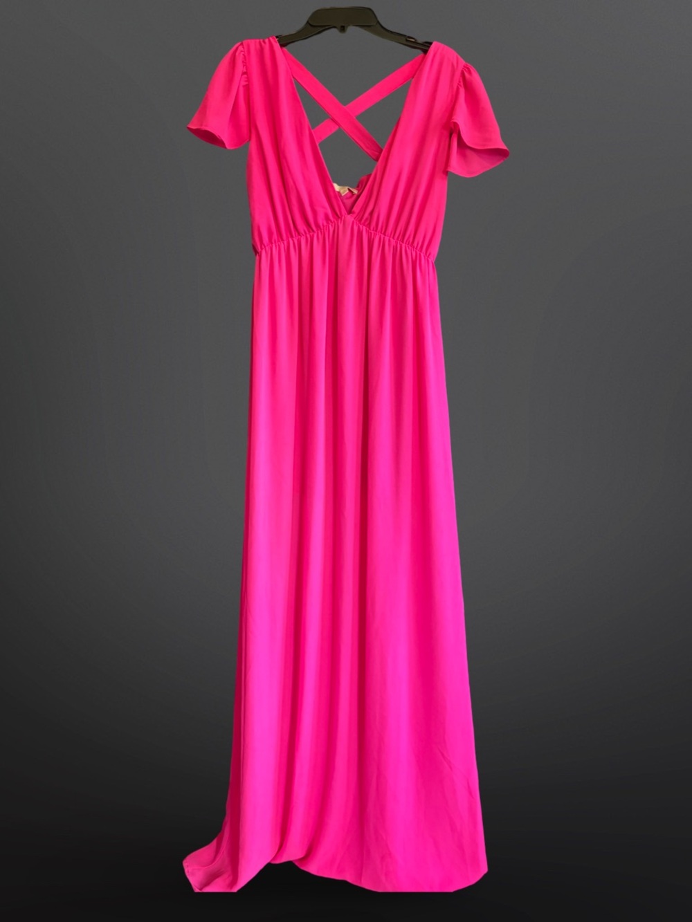 Gianni Bini Hot Pink Maxi Dress with Crisscross Back